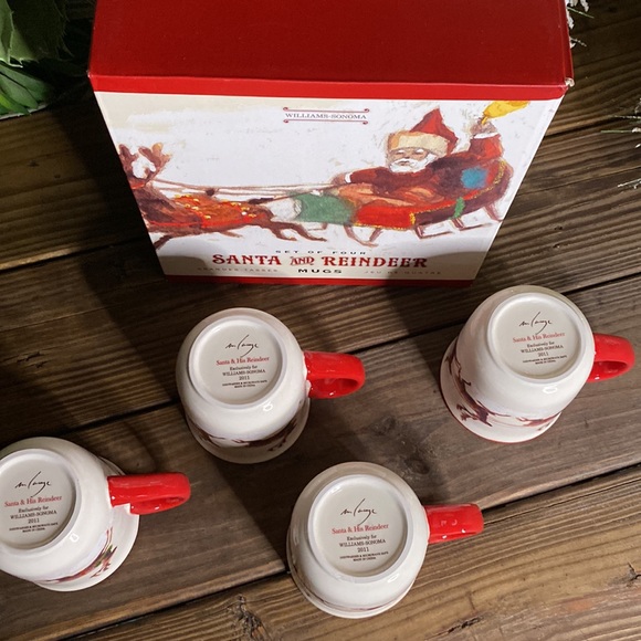 Williams Sonoma Marc Lacaze Designed Santa and his Reindeer Mugs - Set of 4 🎅🏻 - Picture 3 of 16